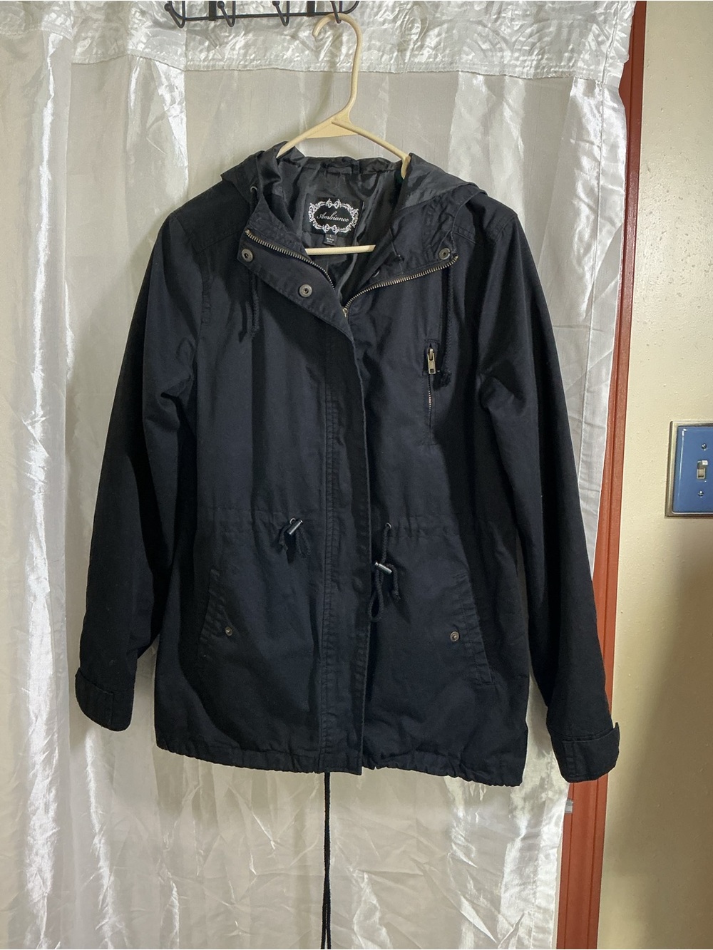 Ambiance Black Hooded Utility Anorak Jacket